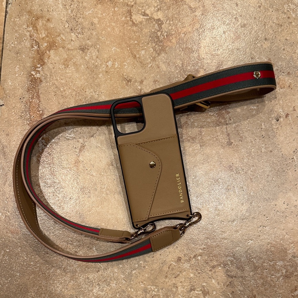 Bandolier Tan and Black Phone Case with Strap